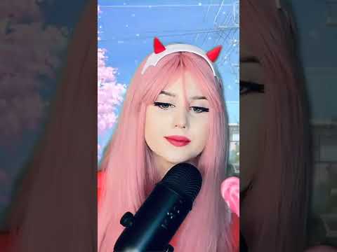 Licking 🌙 ASMR anime cosplay Zero Two 💗 relaxing video (full on my channel)