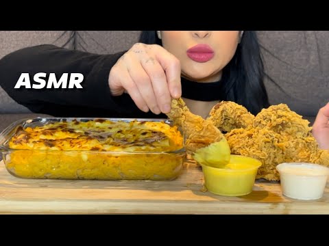 ASMR Crispy Fried Chicken & Mac And Cheese (Mukbang)