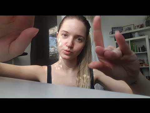 ASMR pure hand sounds and movements + tapping, whispering, repeating trigger words