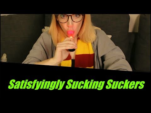 Redhead enjoys her favorite suckers-ASMR-EATING(Sucking/Crushing)