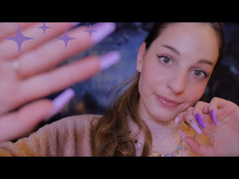 ASMR Gentle Face Touching with Whispered Ear to Ear Affirmations for Anxiety (layered❤️) LOW LIGHT