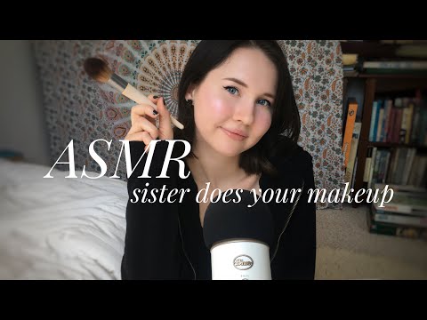 ASMR~Big Sister Does Your Makeup Like Hers (whispers, tapping, lid sounds, brushing, spray bottles)