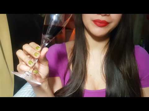 ASMR Wine Drinking [Bottle and Glass Tapping, Whispers]