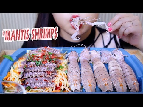 ASMR Mantis Shrimp and sour Mango Salad (Satisfying Eating Sounds) | LINH-ASMR