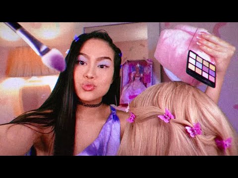 ASMR 90s BFF Comforts U w/ Makeover 4 Prom | Hair + Makeup | Layered, Personal Attention Gum Chewing