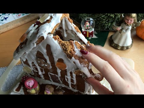[ASMR] Fast Tapping on a Gingerbread House and Destroying it