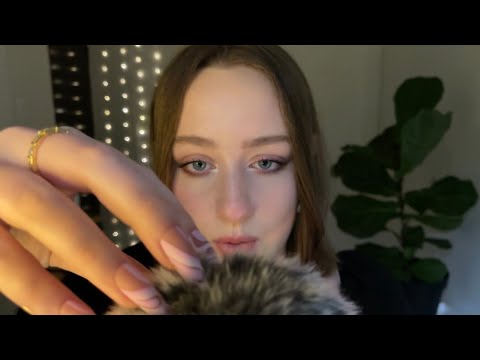asmr for a headache (brown noise, fluffy mic cover, long nails tapping)