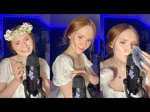 ASMR 💞mouth sounds, trigger words, tapping, plucking, dress scratching, face brushing, tape 😴