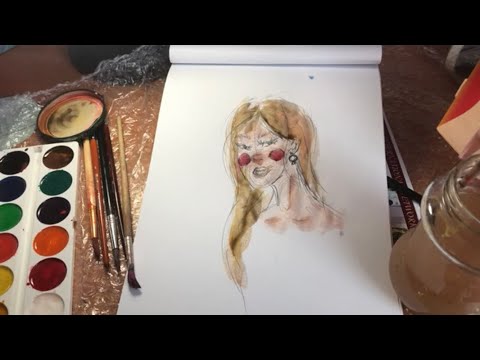 ASMR Drawing with pencil and watercolour ✍🏿🎨  Second part(no talking) АСМР рисование