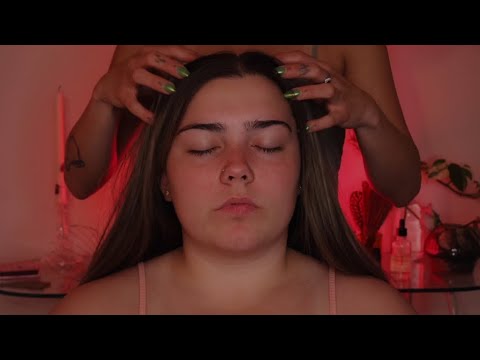 ASMR dreamy real-person session ☁️♡ scalp massage, hair brushing & gua sha on my lil sis