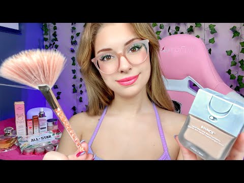 ASMR Fast & Aggressive Doing Your Makeup 🌸 Roleplay, Layered Sounds, Personal Attention, Skincare