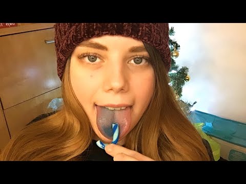 ASMR | Candy Cane Mouth Sounds (Warhead Candy Cane 👅💙🍭)