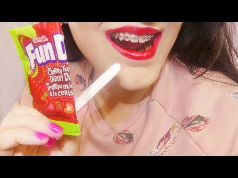 ASMR Red Lipstick Mouth Sounds + Eating Red Candy