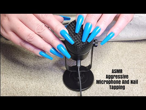 ASMR Aggressive Microphone And Nail Tapping-Long Nails(No Talking)