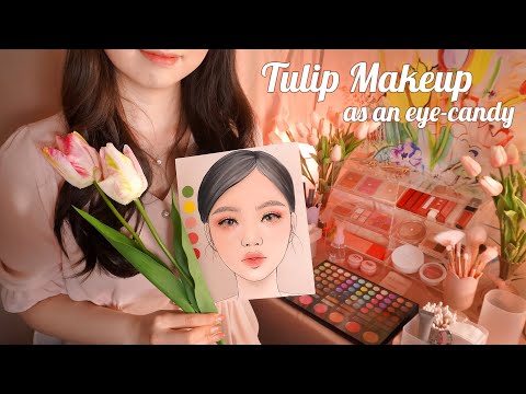 ASMR Colorful Tulip Makeup as an eye-candy🌷