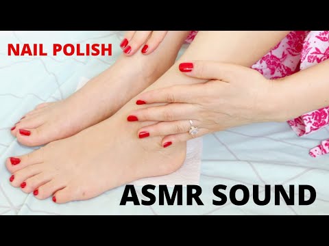 Applying Red Nail Polish To My Feet And Hands ( ASMR ) No talking