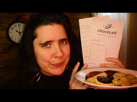 ASMR Visiting a Chocolate Dessert Cafe & Sampling New Cookies Role Play (Chocolatl)