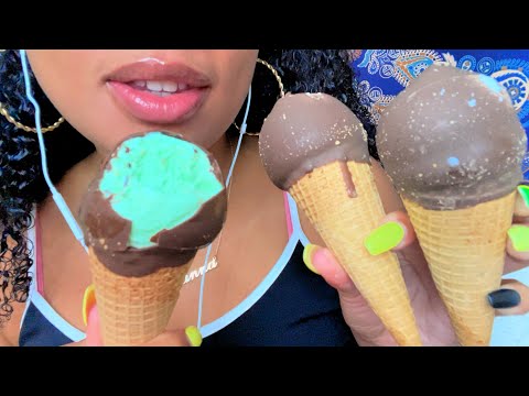 ASMR | crunchy drumstick ice cream 🍦 mint, vanilla fudge!