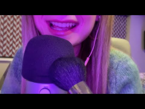 ASMR | Soft Whispering and Mic Brushing (Mouth Sounds)