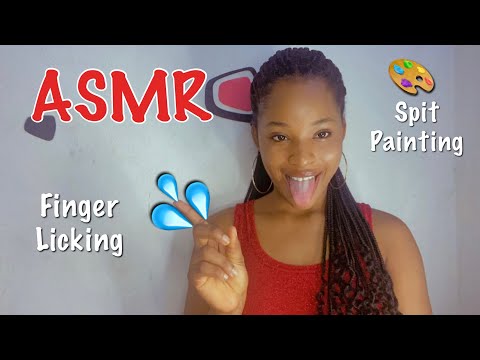 ASMR Spit Painting| Finger Licking| Wet Mouth Sounds| Ahegao