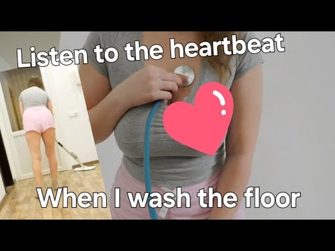 ASMR listen to my heartbeat through a stethoscope when I wash the floor