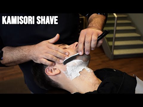 💈 Wet shave with Kamisori: Soothing ASMR Sounds | Traditional Barbershop in Berlin