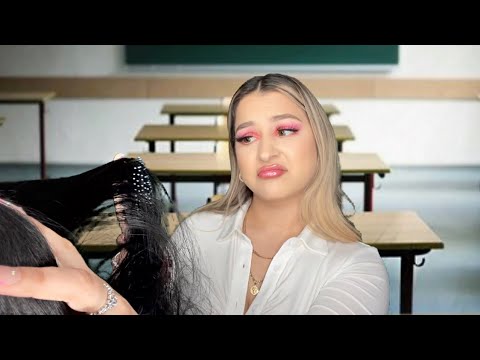 ASMR toxic friend sits In back of you In class 📚🤫 *she insults you while brushing your hair*