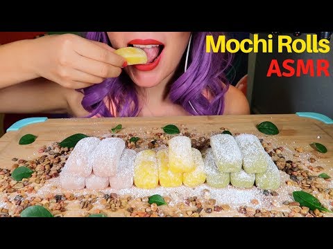 ASMR Mochi Rolls (Mango, Poi and Green tea) Eating sound | 모찌롤 리얼사운드 먹방 餅 | CURIE. ASMR