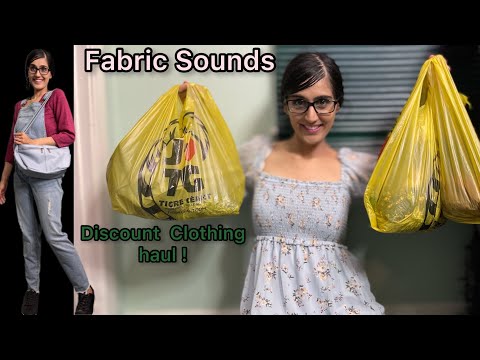 ASMR Try On Haul - discount store clothing (Fabric Sounds, Scratching, tapping crinkles Soft Spoken)