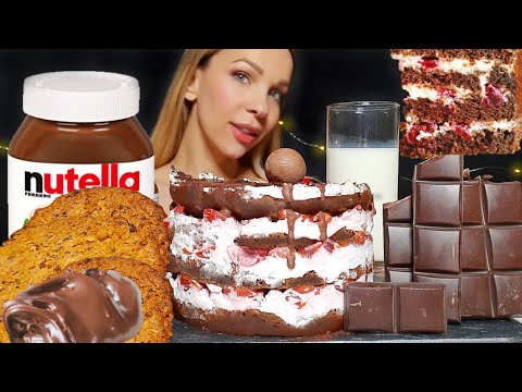 EATING | CAKE & COOKIE with NUTELLA (ASMR, Eating Show, Eating Sounds) Mukbang