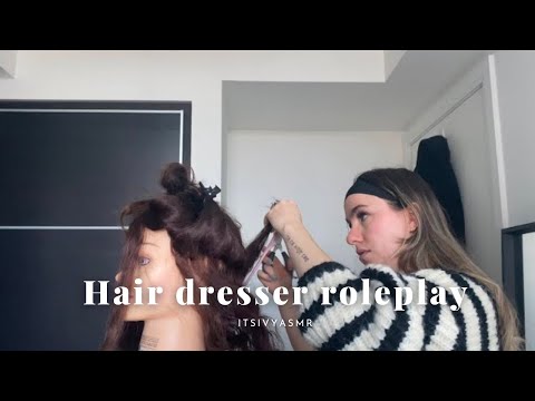 ASMR Haircut and Style Roleplay with Real Hair and POV (Curling your hair)