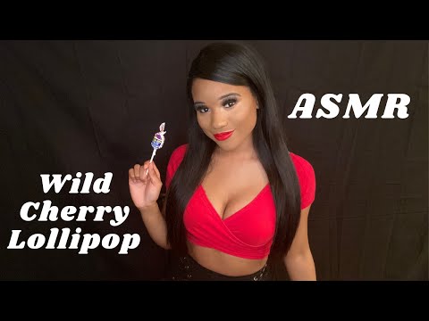 #ASMR Red Lip Stick 💄💋+Wild Cherry Red LOLLIPOP🍒🍭| #Mouth-Sounds 👅😋(no talking)