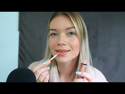 ASMR Lipgloss Application, Smacking, Mouth Sounds & Tapping