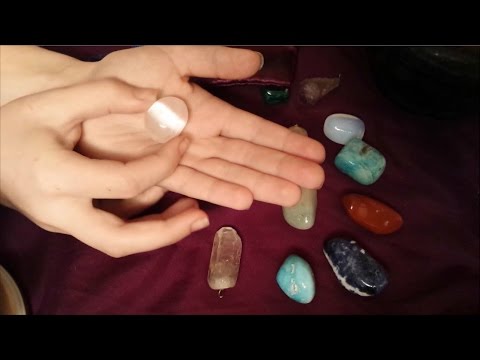 Cleaning & Charging My Crystal Collection | ASMR Show & Tell | Tapping, Water Sounds, Brushing