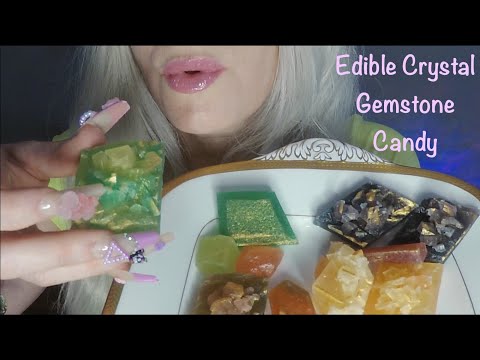 ASMR Edible Crystal Candy Eating | Crunchy & Gummy | Whispered, Tapping