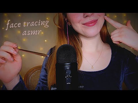 ASMR Tracing Your Face and Mine for Sleep 😴(close whispers, mouth sounds, hand movements)
