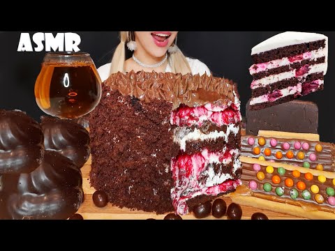 ASMR: BLACK FOREST CAKE ( Eating Sounds, Chocolate Dessert Mukbang) Oli ASMR