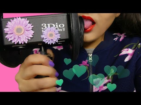 ASMR 3dio Mouth Sounds (Licking,Fake Eating in Your Ears, Lip Gloss)