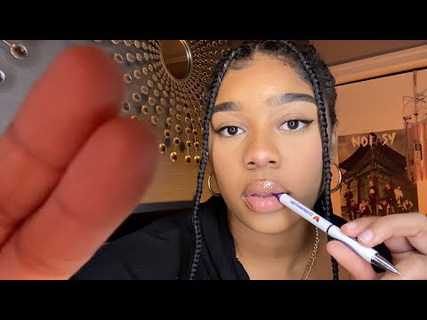 ASMR- Pen Nibbling + Inaudible Whispering 😴💓 (MOUTH SOUNDS + FACE TOUCHING & HAND MOVEMENTS) ✨