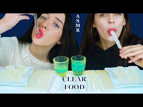 ASMR CLEAR FOOD, Edible GLASSES, JELLY STRAWS, ROCK CANDY, JELLO CUPS | Eating Sounds 먹방
