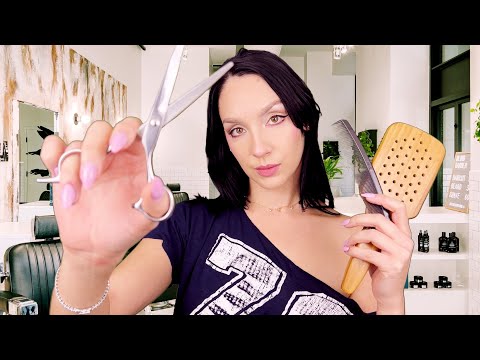 ASMR - MEN'S Haircut RolePlay | Scissors Sounds | Personal Attention | Brushing