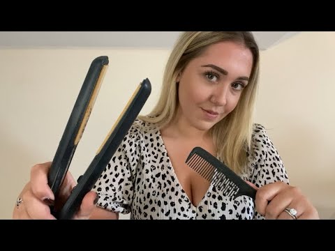 ASMR Hair Styling - Straightening Your Hair (Brushing, Clipping, Straighten, Style)