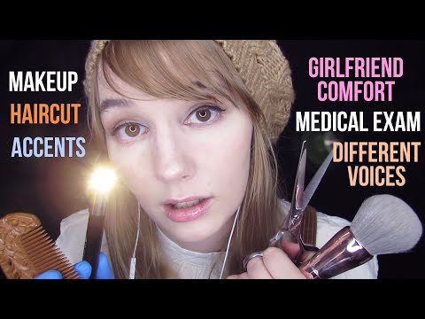 ASMR Unpredictable Roleplay: Medical Exam, Girlfriend Comfort, Haircut, Accents, Personal Attention