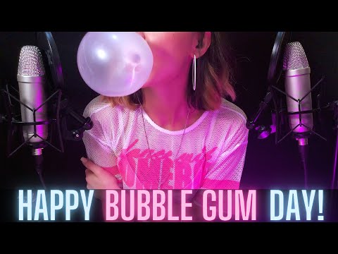 ASMR | Messy Gum Popping | Gum Chewing ASMR | Happy Bubble Gum Day! 🎉 (No Talking)
