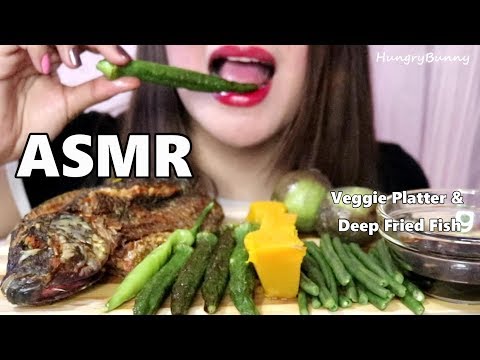 ASMR Veggies and Crunchy Fish Eating Sounds