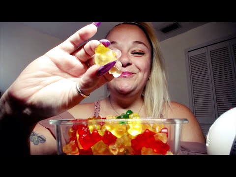 ASMR | Eating 100 Gummy Bears! | 100 Subscriber Special | Whispering | Mouth Sounds