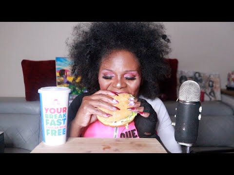 Wendy's Chocolate Frosty with Impossible Whopper ASMR Eating Sounds