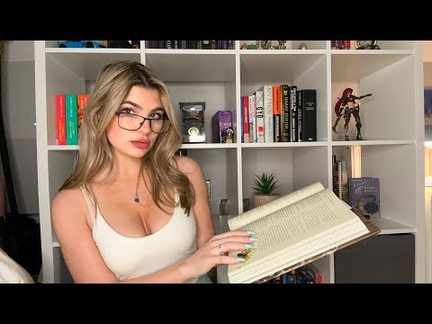 ASMR Librarian Sorts Her Book Case - tapping / books / flipping pages