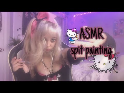 ASMR spit painting!💦🎨 (fast and aggressive,loads of mouth sounds )