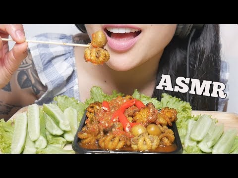 ASMR EXTREMELY SPICY GRILL BABY OCTOPUS (CHEWY EATING SOUNDS) NO TALKING | SAS-ASMR